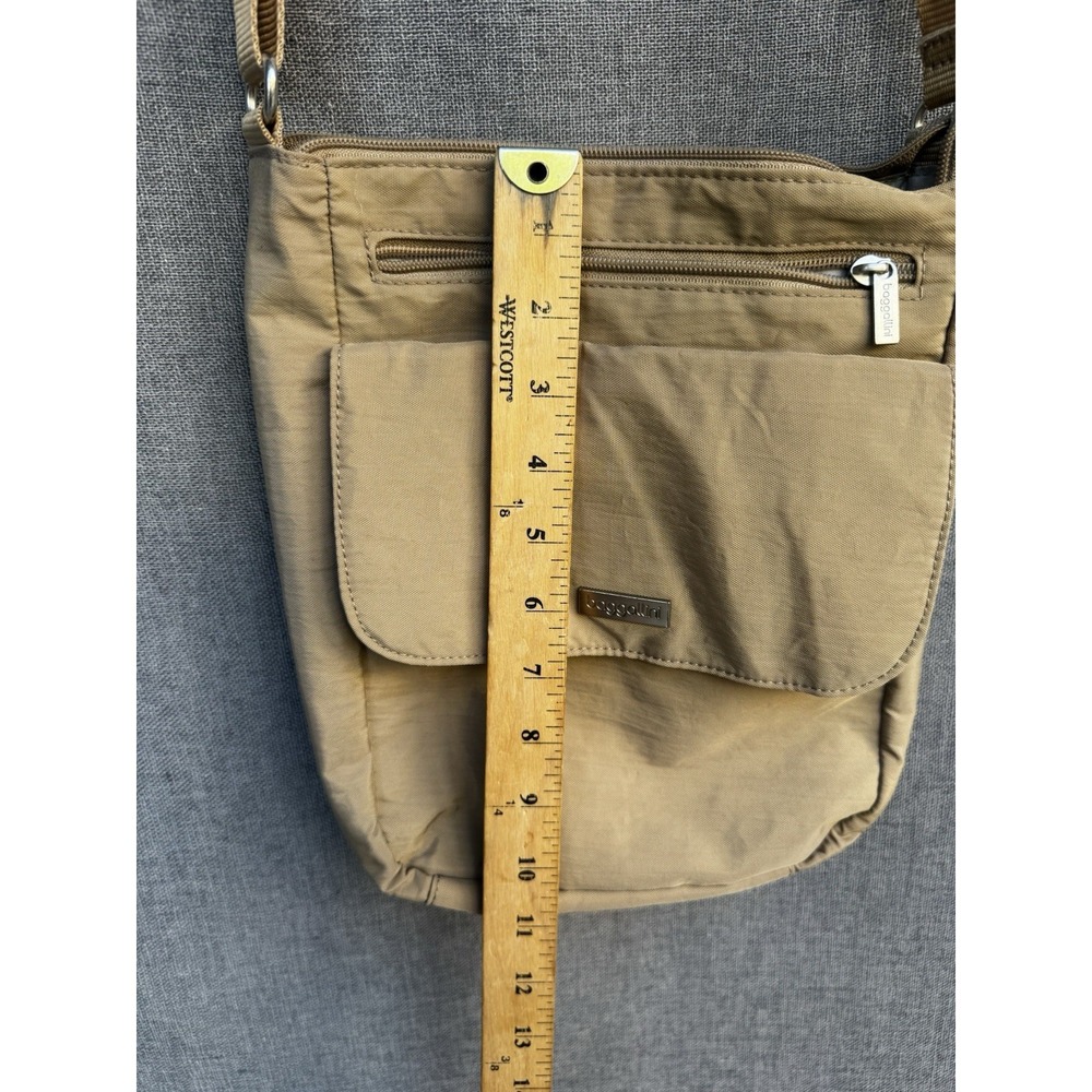 Baggallini Purse Handbag Town Bagg Beige/Brown Nylon Pockets Crossbody Travel - Picture 2 of 7